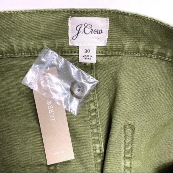 J.CREW High Rise Garment-dyed Slim Wide leg Crop Pants Loden Green Size 30 New - Picture 8 of 8